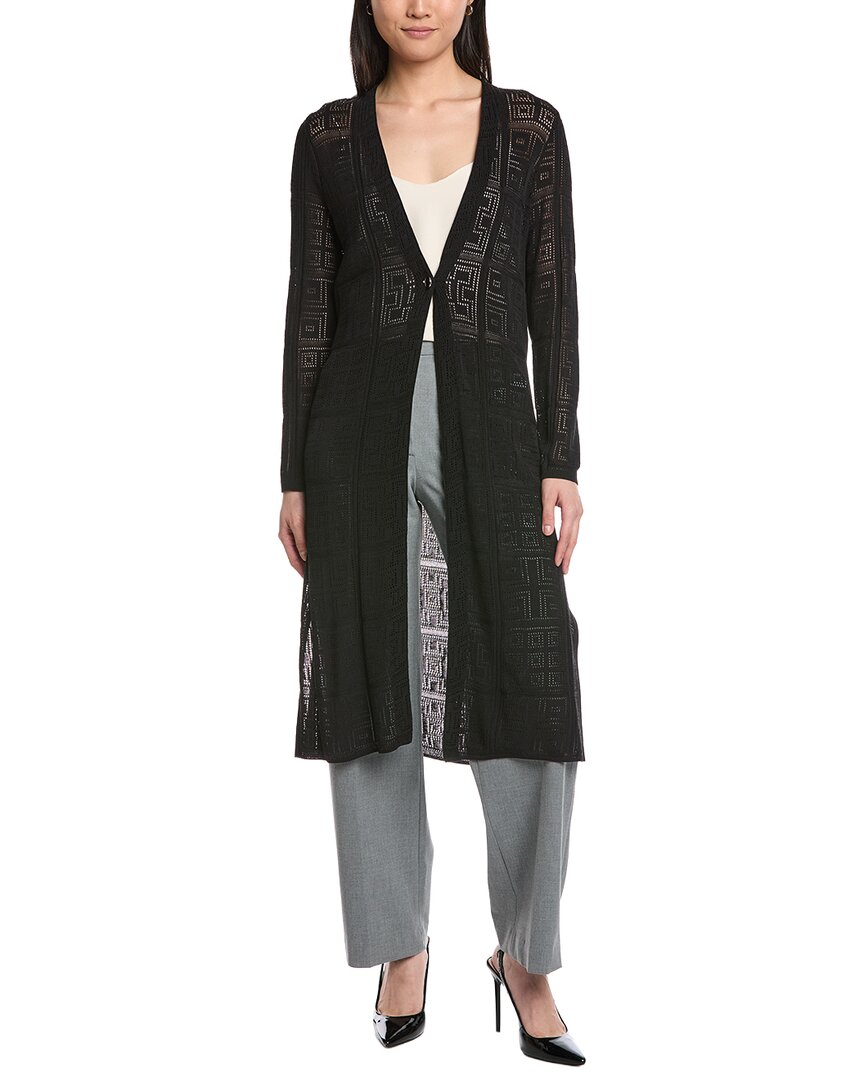 Anne Klein Crochet Cardigan In Black