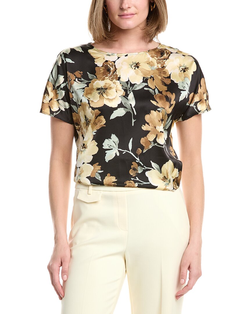 Anne Klein Bateau Neck Satin Top In Black