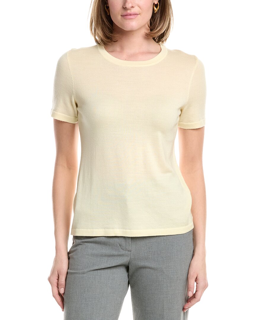 Anne Klein Luxe Washable Merino Wool T-shirt In Yellow