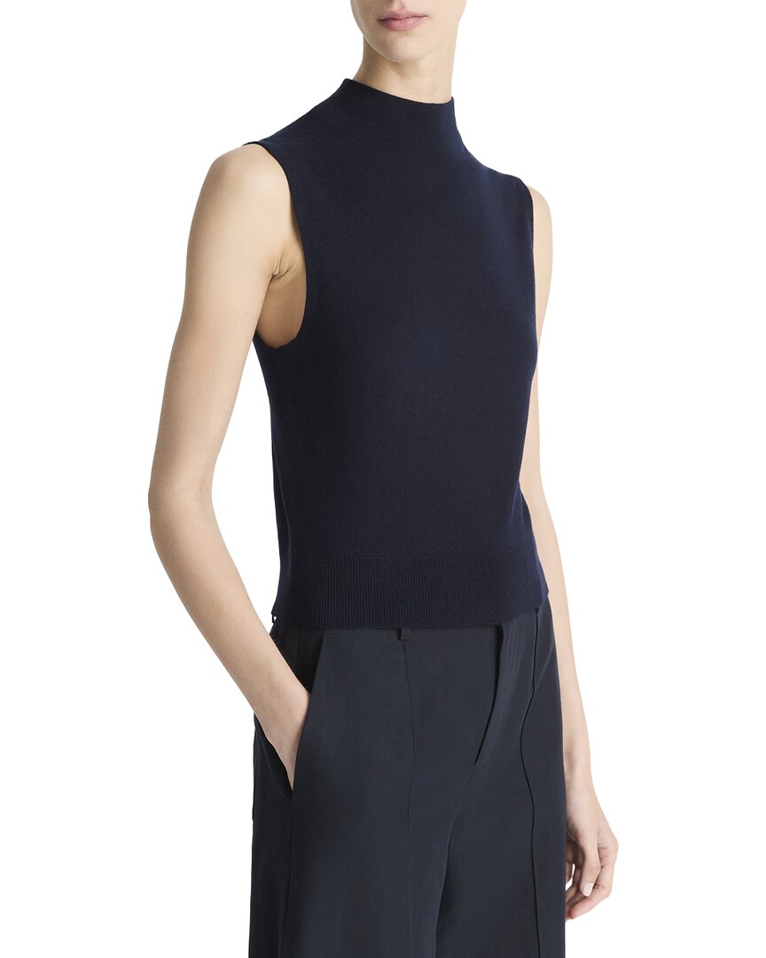 Vince Mock Neck Top In Blue
