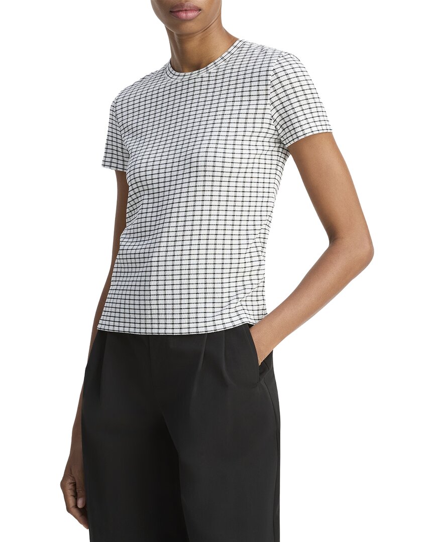 Vince Gingham-check Short-sleeve T-shirt In Animal Print