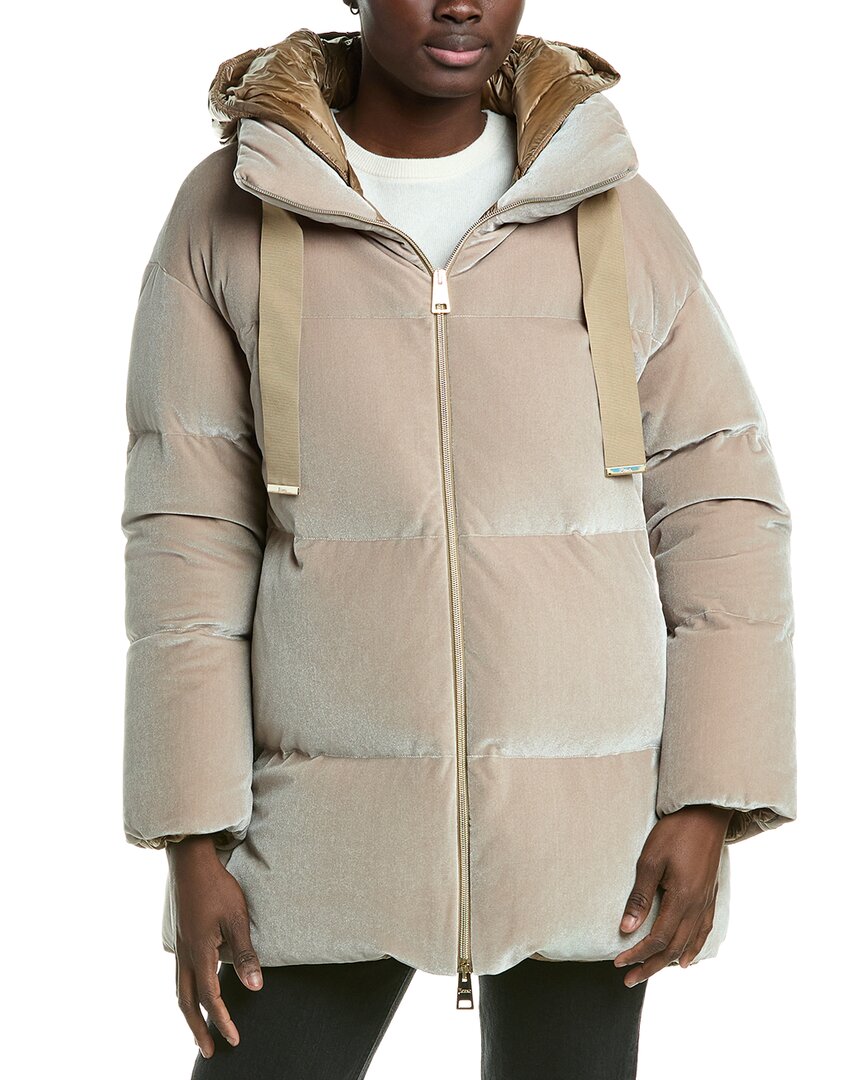 Herno Velvet Down Jacket In Neutral