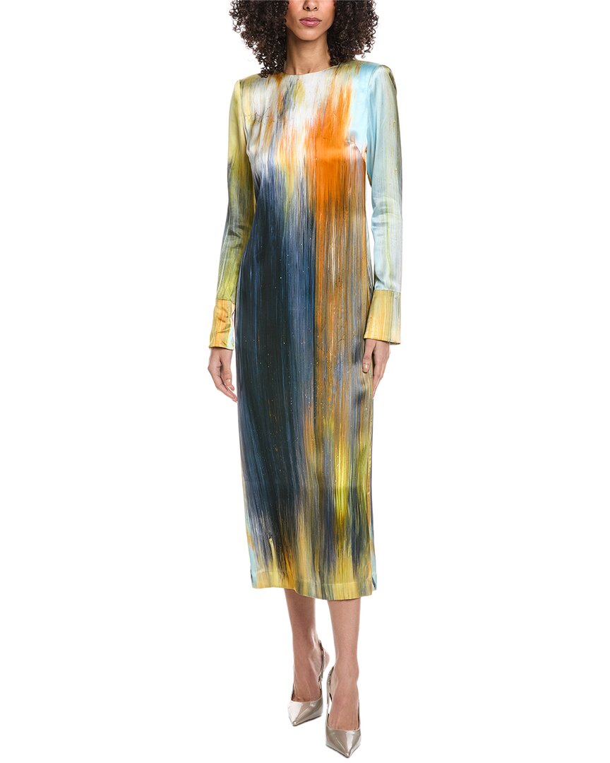Oscar De La Renta Abstract Maxi Dress In Green