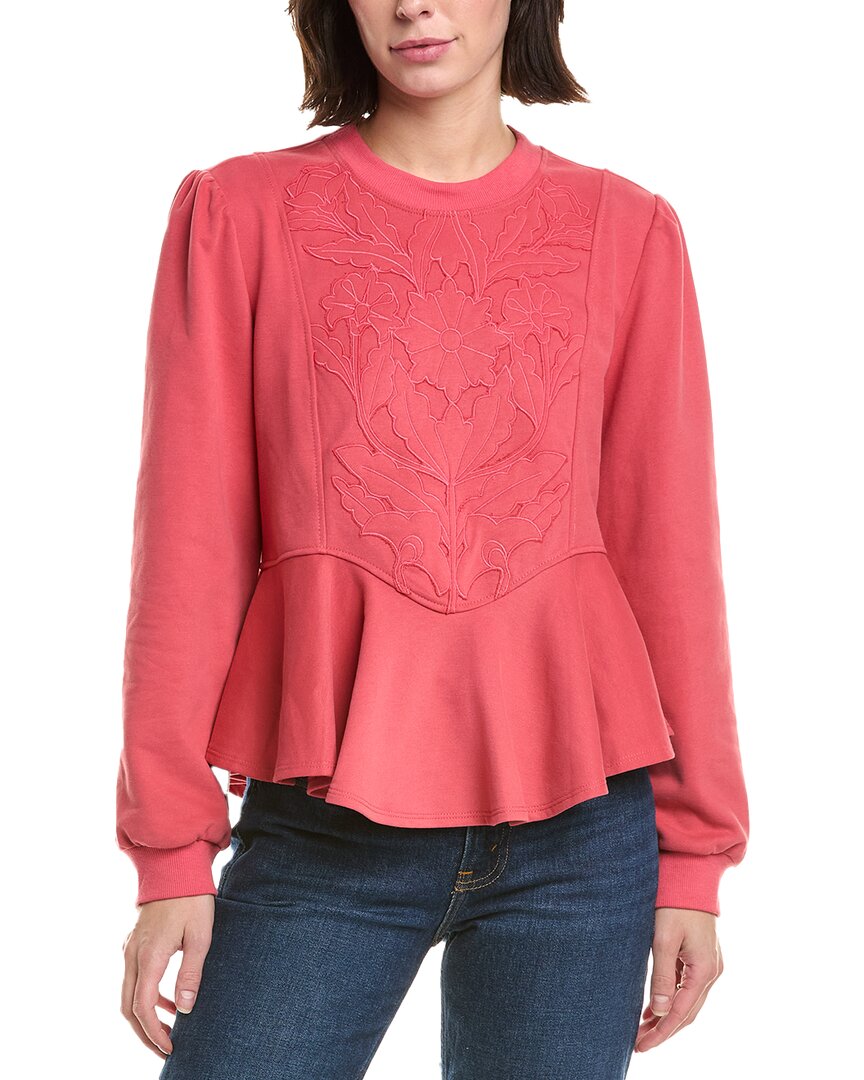 Fate Embossed Floral Peplum Sweatshirt In Pink