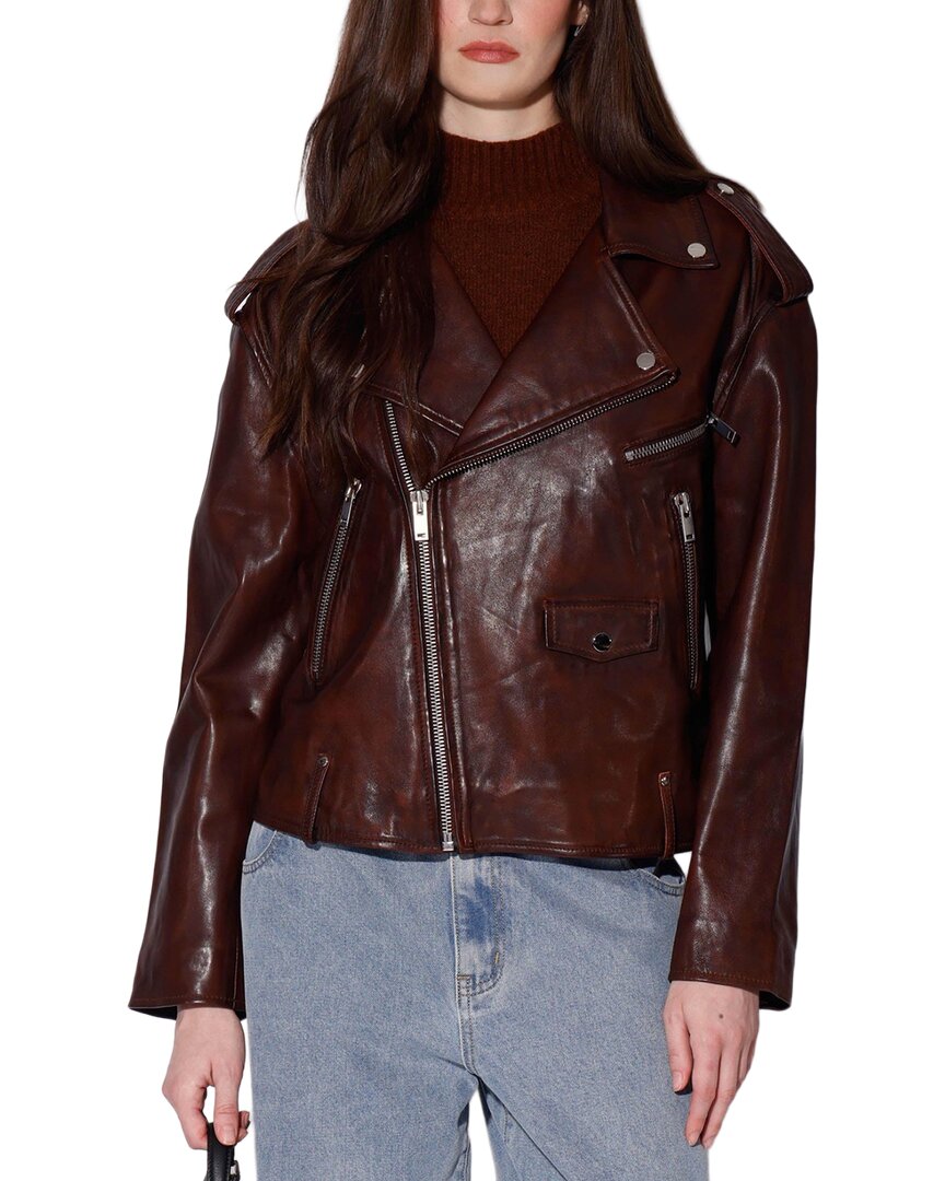 Walter Baker Jett Leather Jacket In Brown