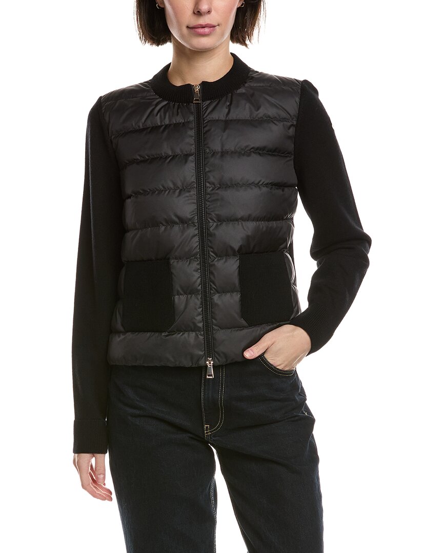 Moncler Knit Wool-blend Puffer Jacket In Black