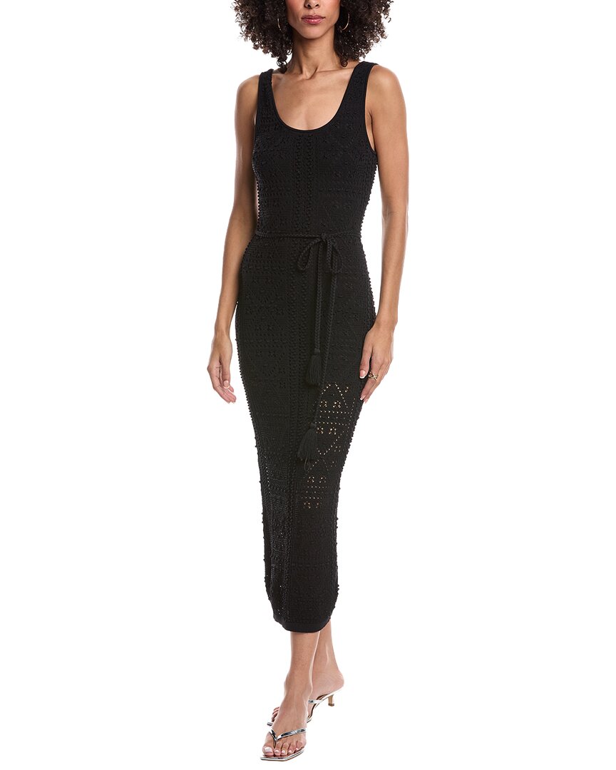 Milly Pointelle Knit Midi Dress In Black