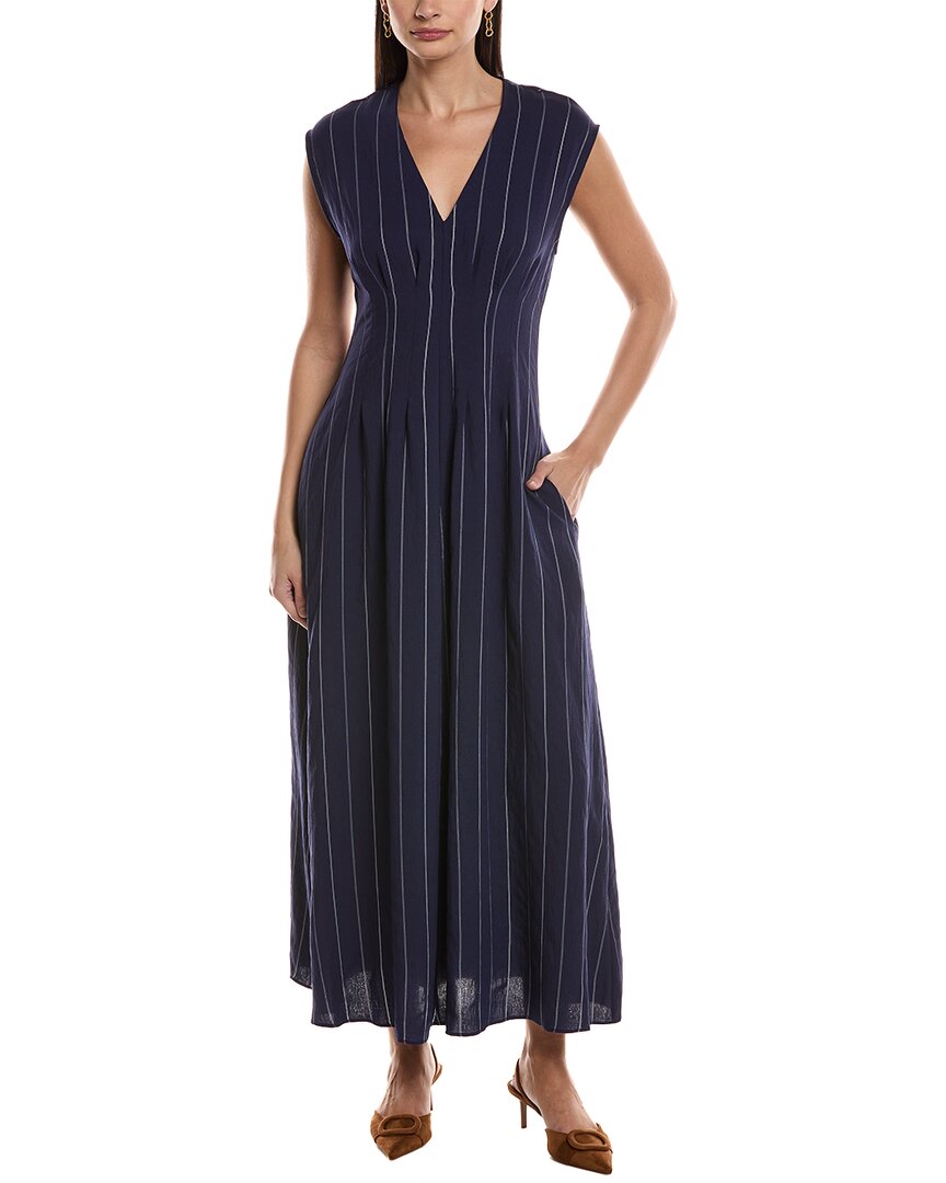 Rag & Bone Ines Stripe Midi Dress In Blue