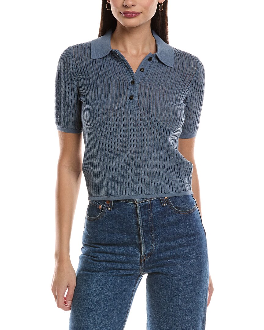 Rag & Bone Vivi Knit Polo Shirt In Blue