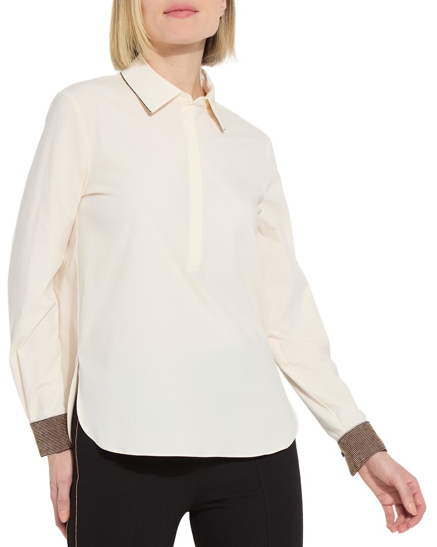 Lyssé Jamie Micro Beaded Shirt In Macadamia In Neutral