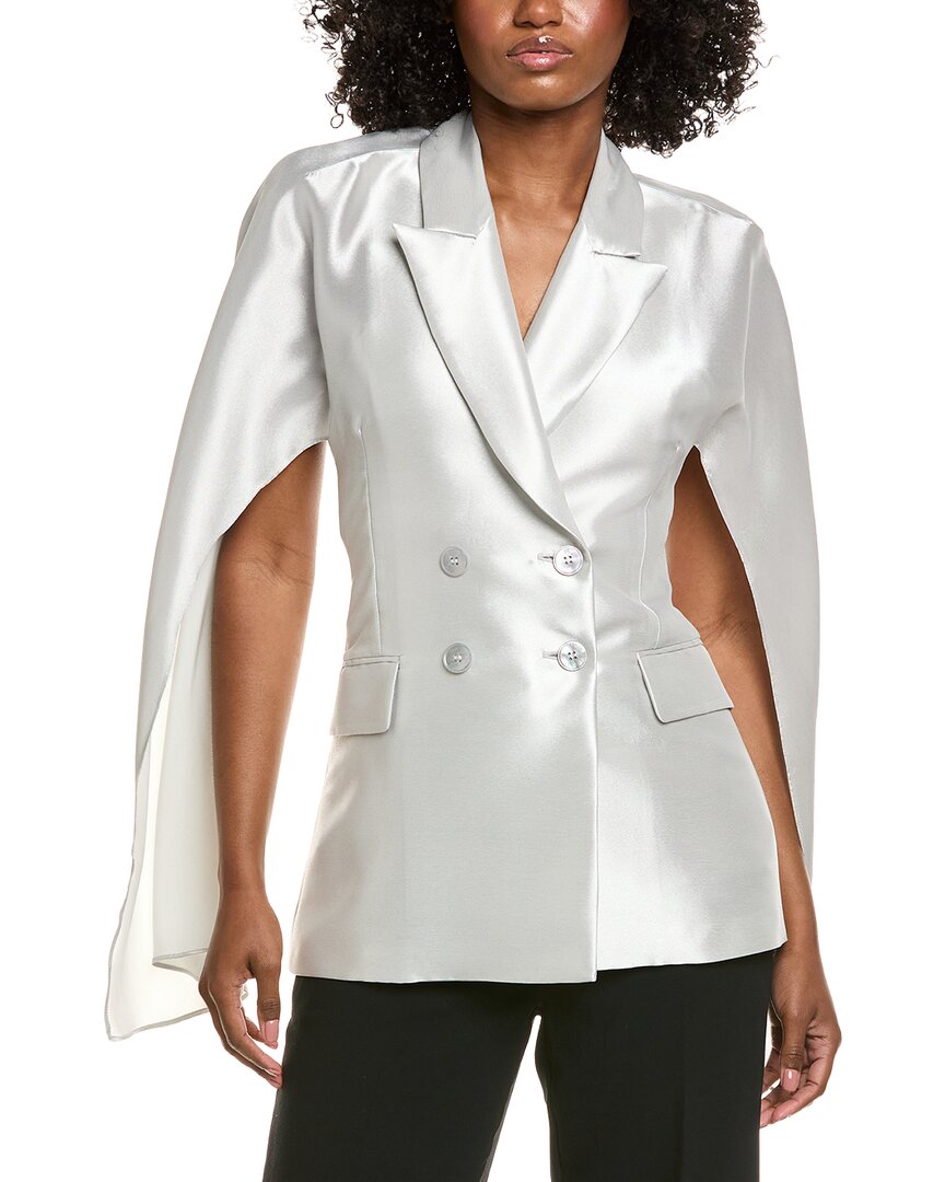 Max Mara Pasta Silk-blend Blazer In Silver