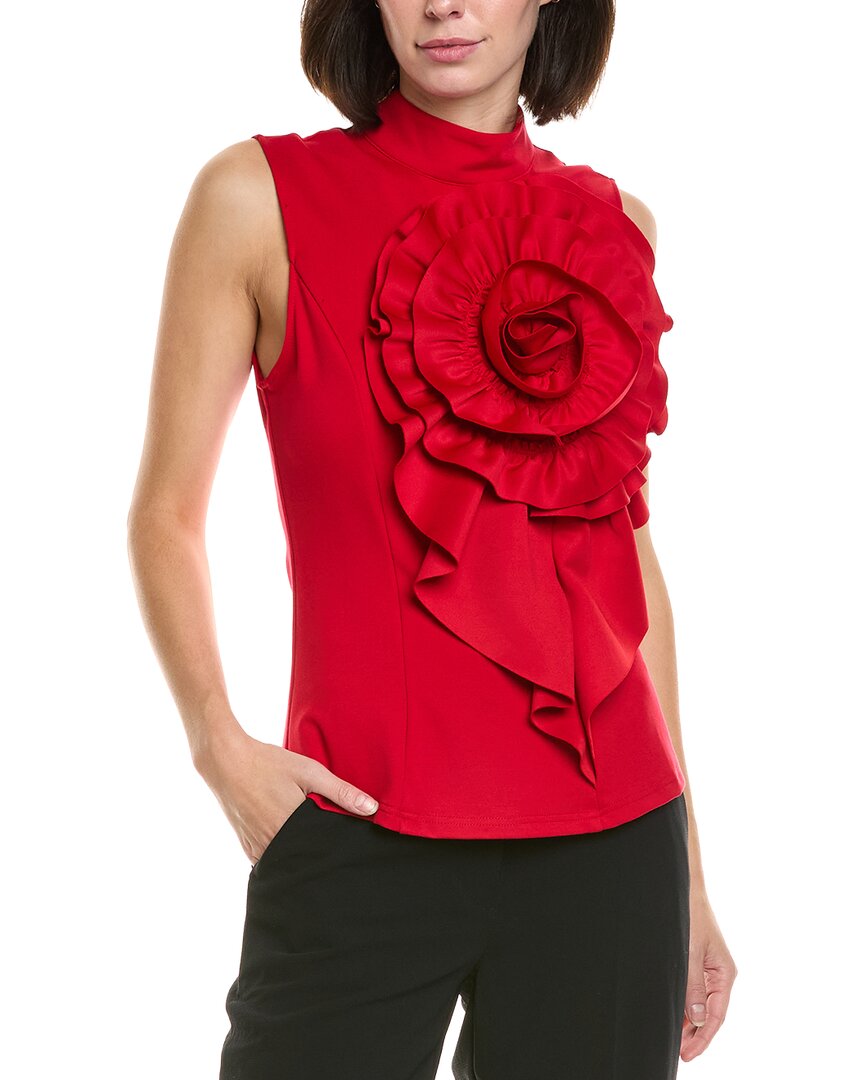 Gracia Ruffle Flower Detail Tank In Red