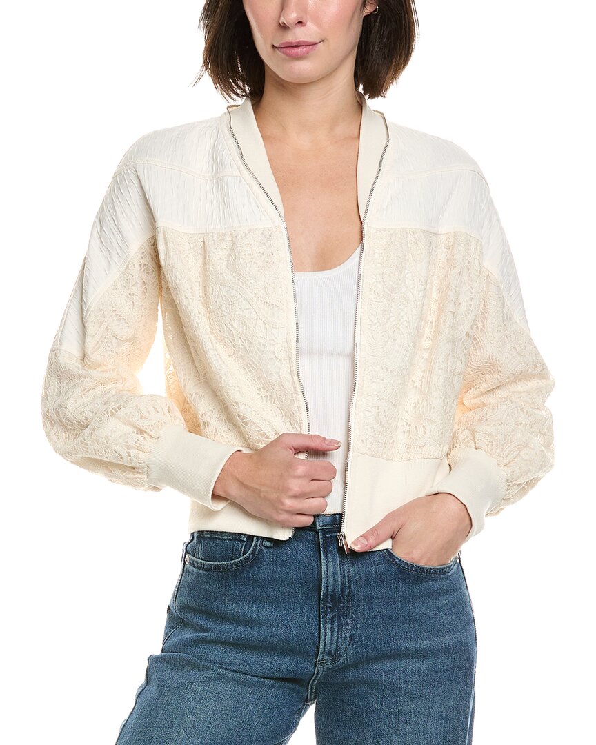 Gracia Lace Print Linen-blend Jacket In Neutral