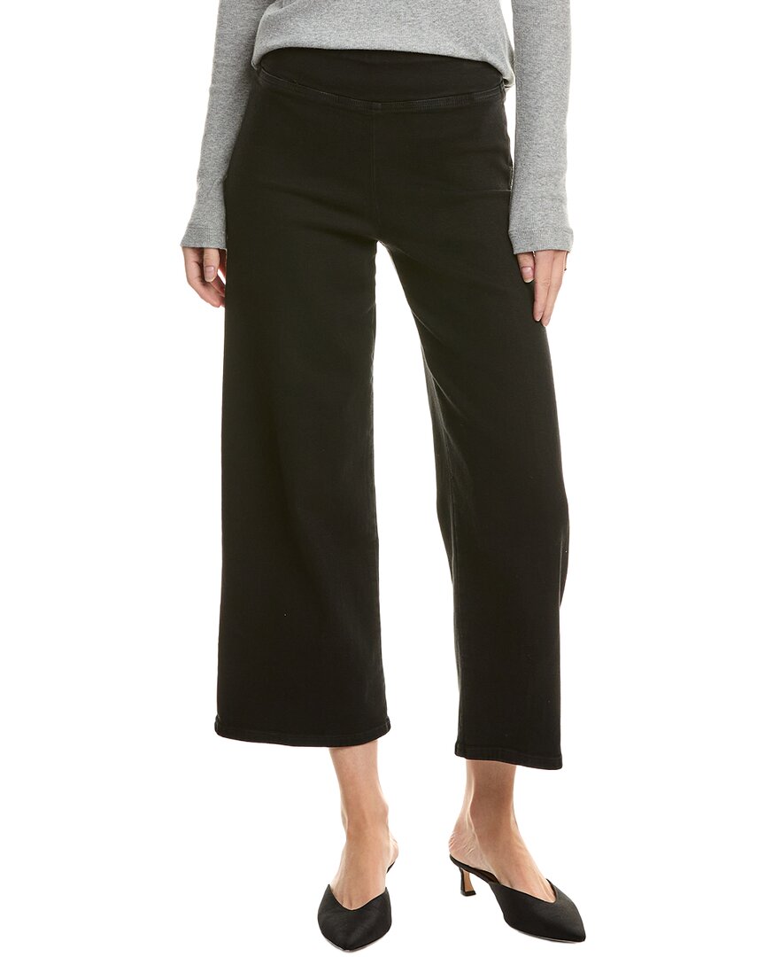 Frame Denim The Jetset Sheen Noir Wide Leg Crop Jean In Black