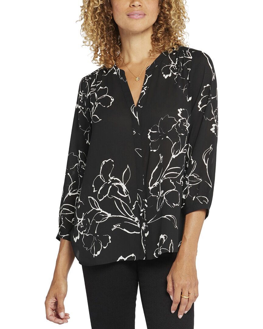 Nydj Petite Pintuck Blouse In Black