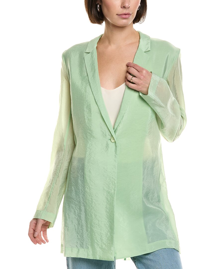 Lapointe Sheer Silk-blend Blazer In Green