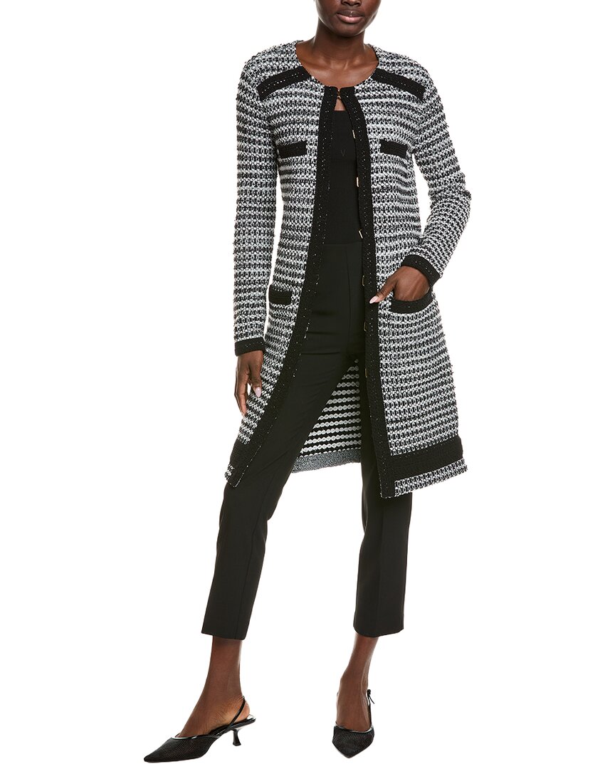 St John St. John Tonal Knit Cardigan In Black