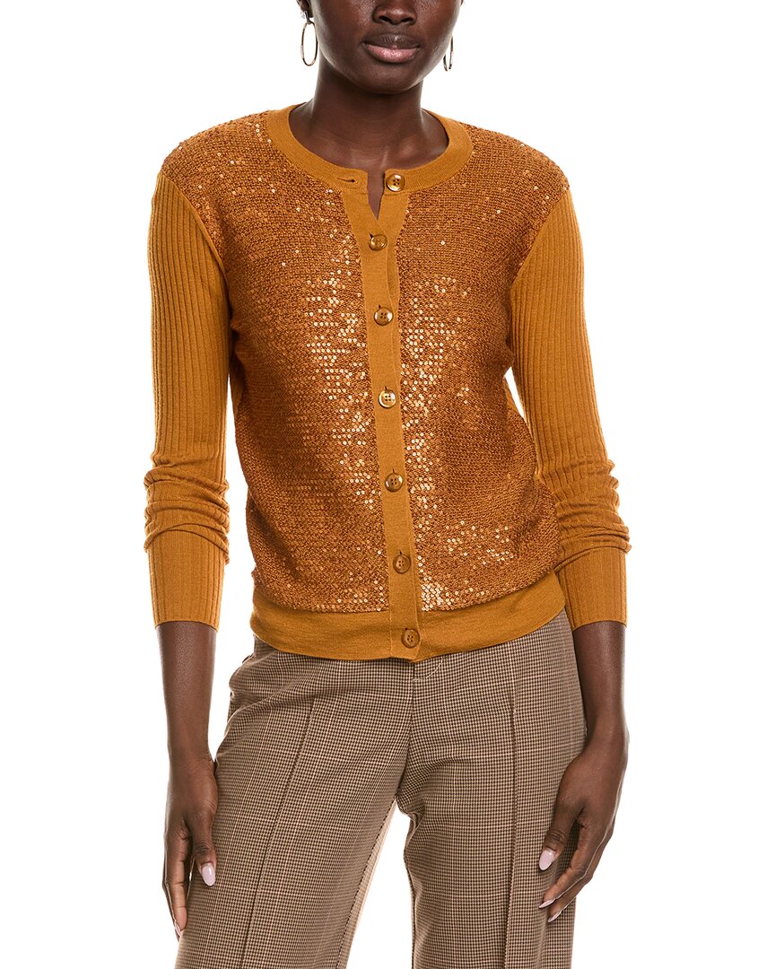 St John St. John Knit Wool & Silk-blend Cardigan In Orange