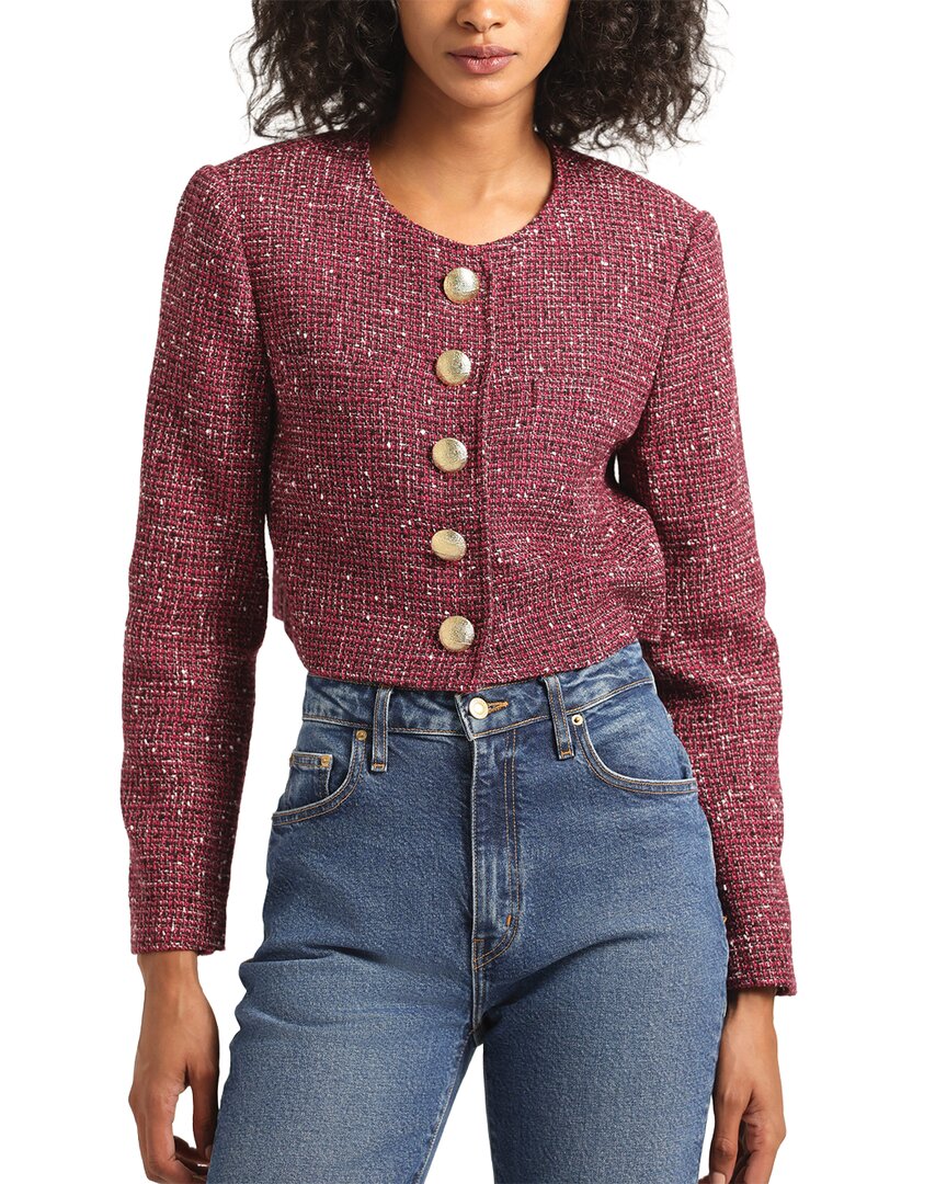 Derek Lam 10 Crosby Juliette Cropped Tweed Jacket In Burgundy
