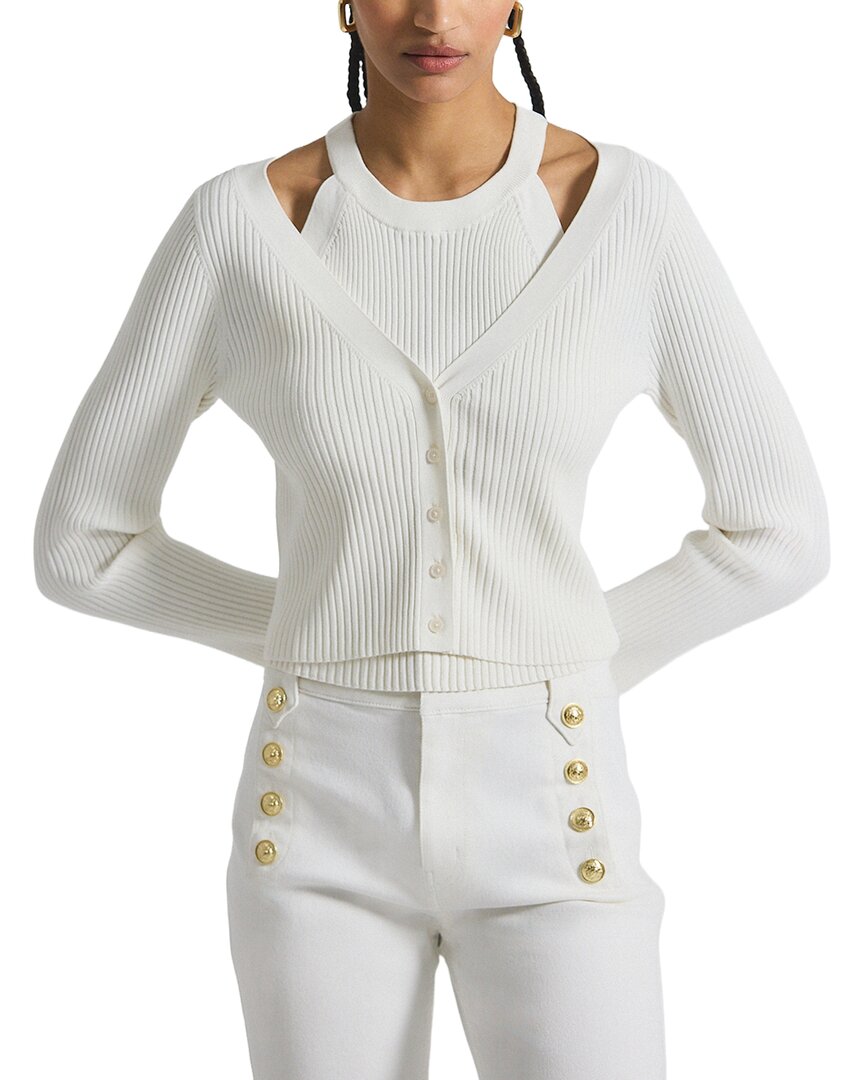 Derek Lam 10 Crosby Lonnie Viscose Knit Layered Cardigan In White