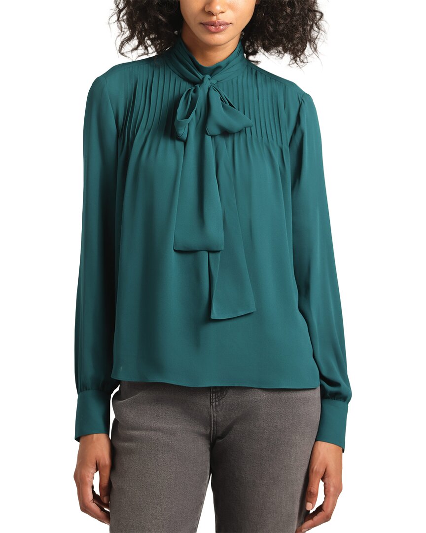 Derek Lam 10 Crosby Valentine Neck Tie Blouse In Green