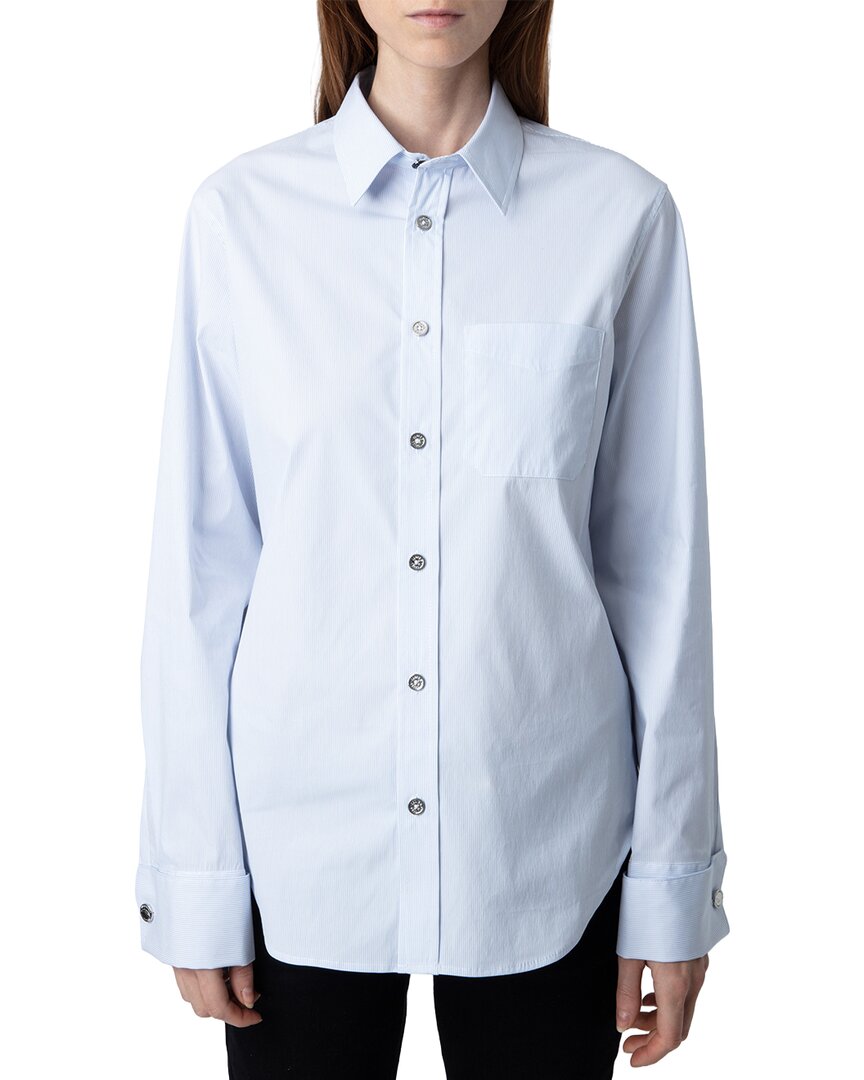 Zadig & Voltaire Taskiza Raye Studs Button-front Shirt In Blue