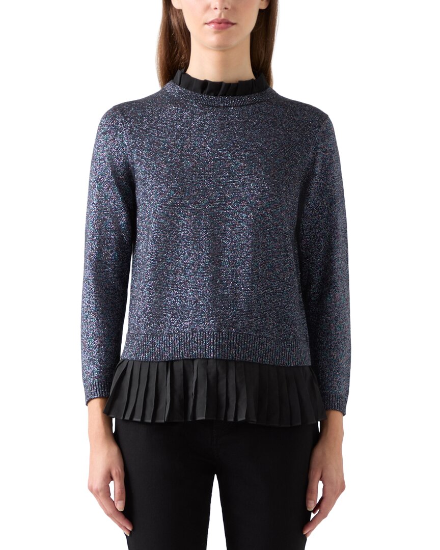 Lk Bennett Mary Pleated Knit Top In Blue