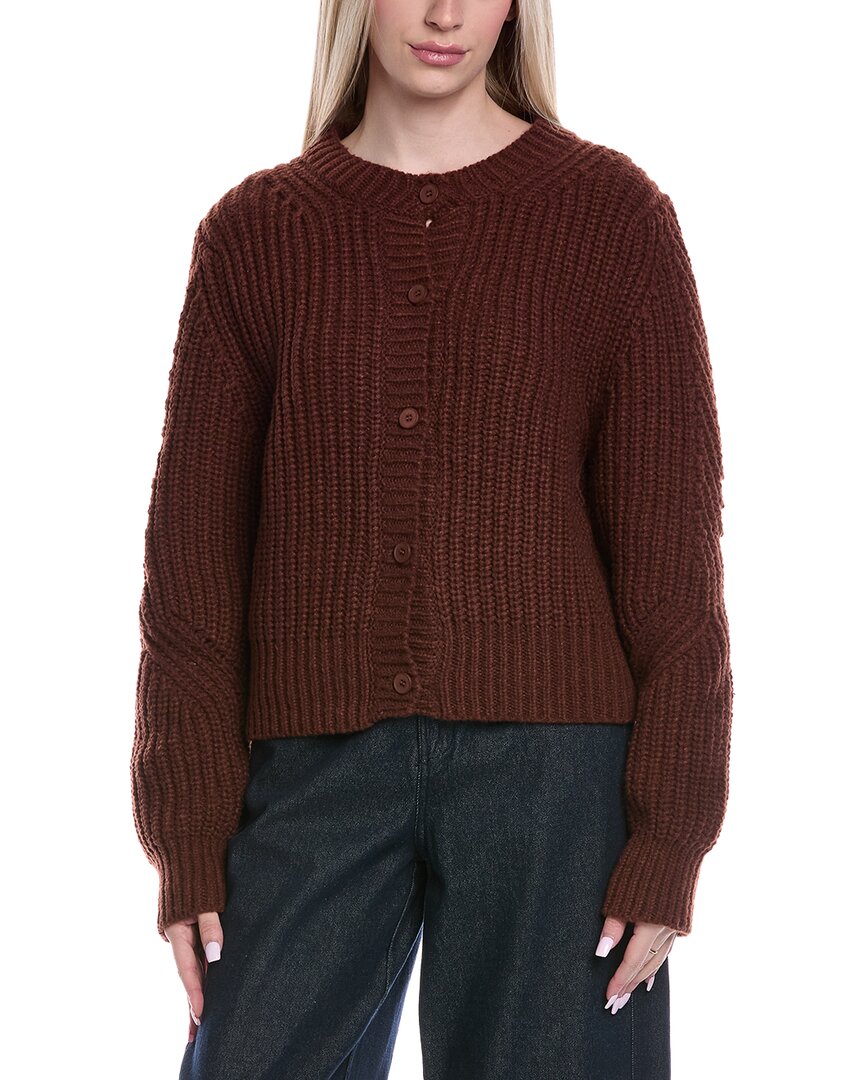 Color Block Cardigan In Burgundy