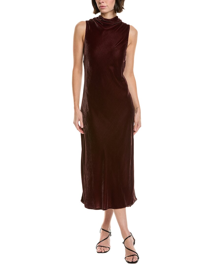 Bella Dahl Velvet Mock Neck Midi Dress In Brown