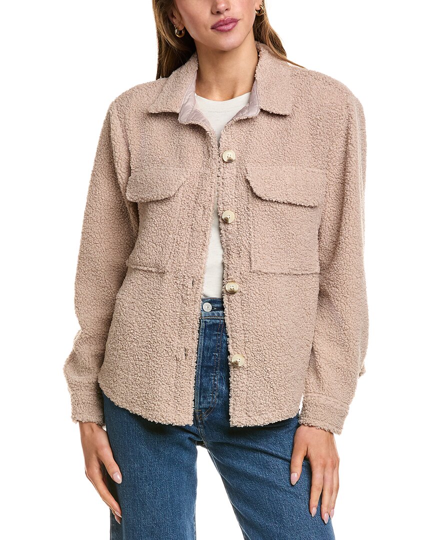 Beachlunchlounge Tory Fleece Shacket In Orange