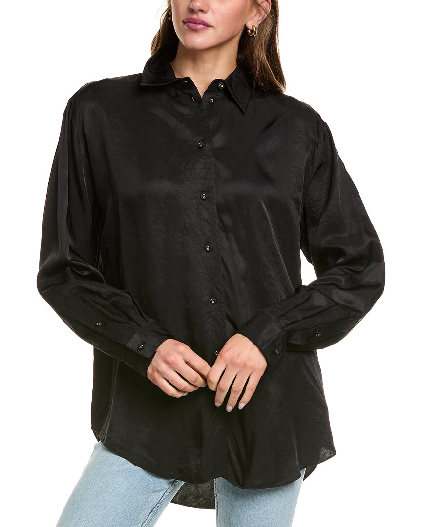 Proenza Schouler White Label Hall Crinkle Shirt In Black