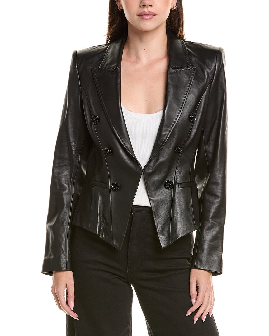 L'agence Andalusia Leather Blazer In Black
