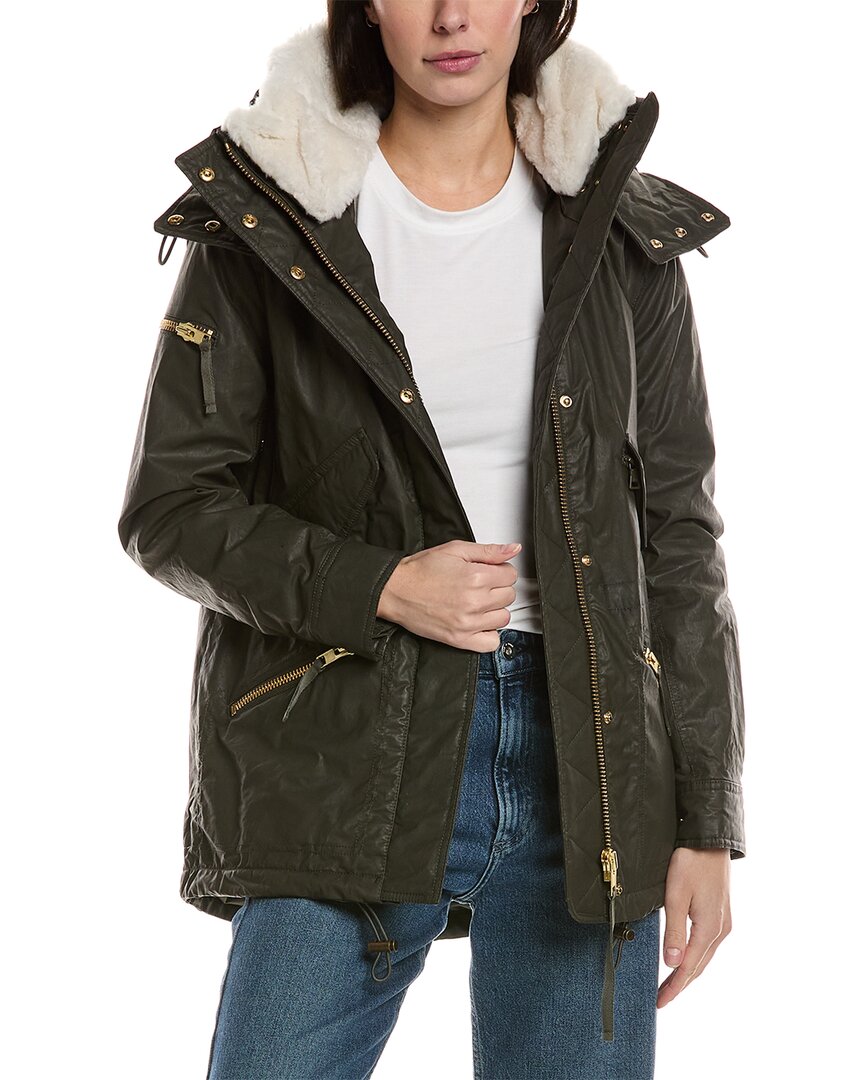 Sam . Devon Shearling-trim Coat In Black