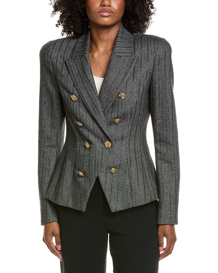 L'agence Bethany Structured Wool-blend Blazer In Gray