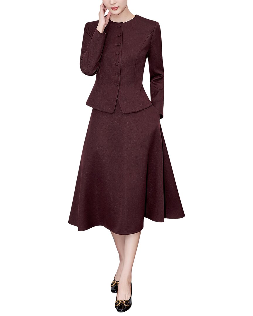 Wlzd 2pc Blazer & Skirt Set In Burgundy