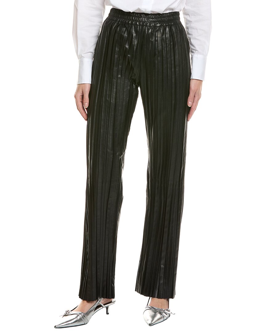 Helmut Lang Pleated Leather Car Trouser In Black In Black