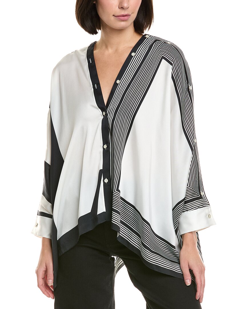 Helmut Lang Oversized Mixed Print Blouse In White