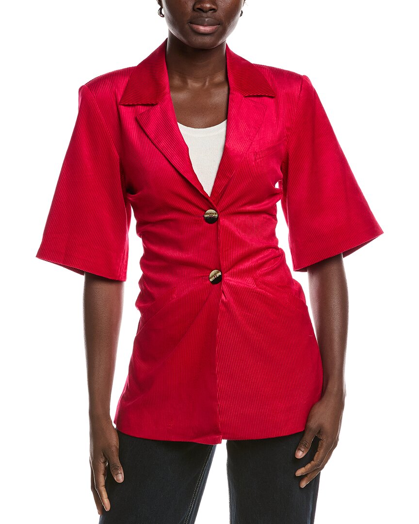 Ganni Cotton-blend Corduroy Blazer In Fuchsia