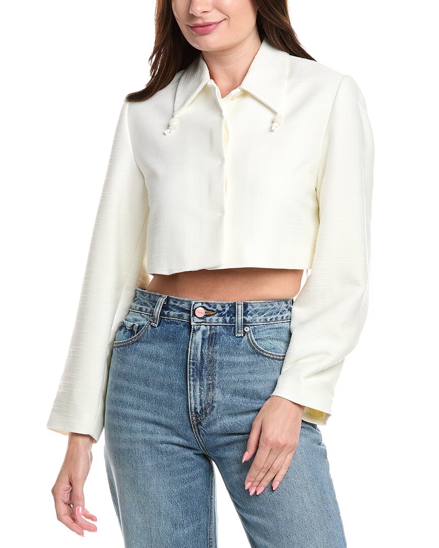 Ganni Linen-blend Blazer In White