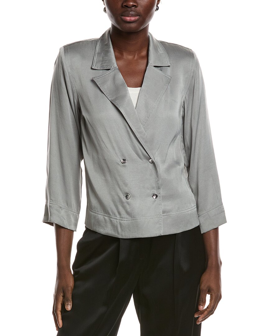 Ganni Double-breasted Suit Jacket In Gray