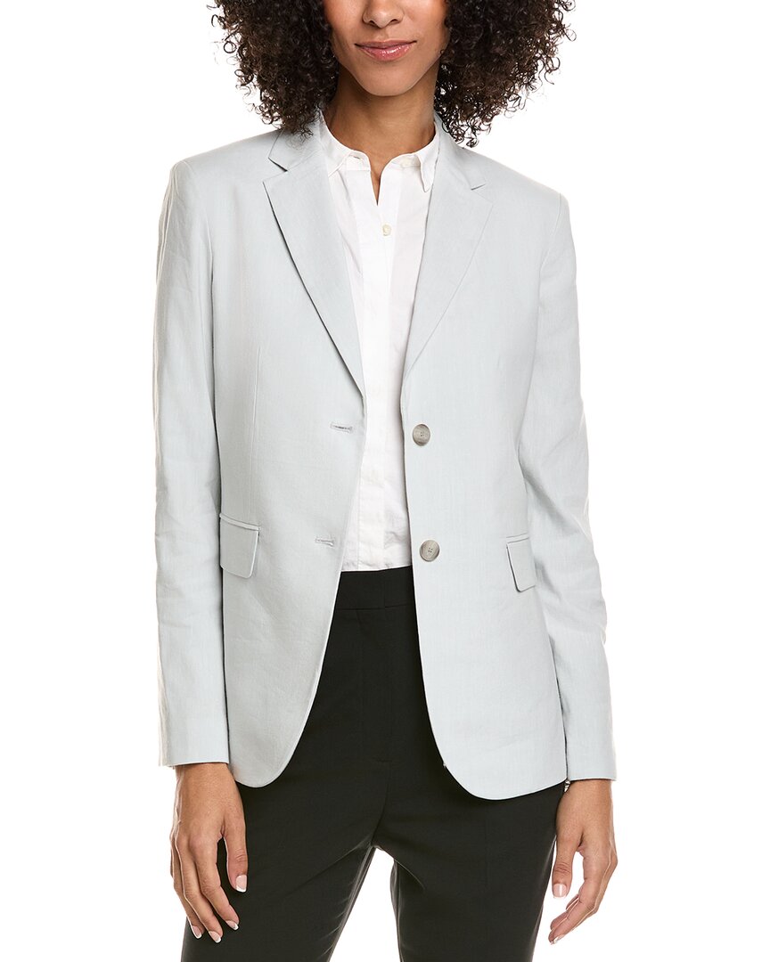 Theory Classic Linen-blend Blazer In Gray