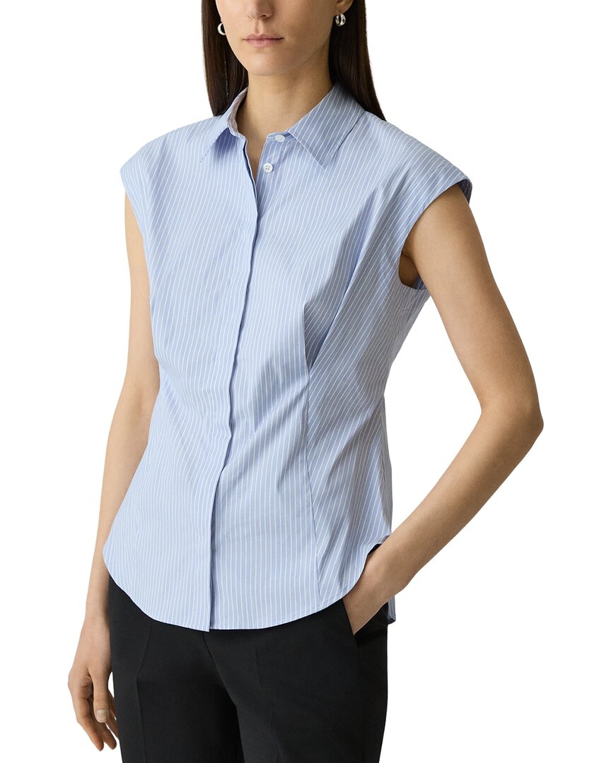 Theory Cap Sleeve Cinch Shirt In Blue