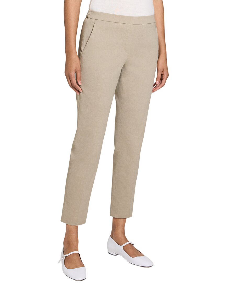 Theory Treeca Pull On Linen-blend Pant In Brown