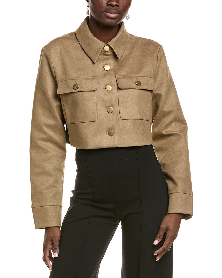 Endless Rose Cropped Pocketed Jacket In Animal Print