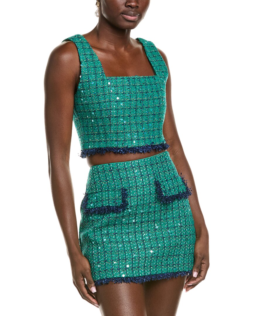 Endless Rose Cropped Tweed Wool-blend Tank In Multi