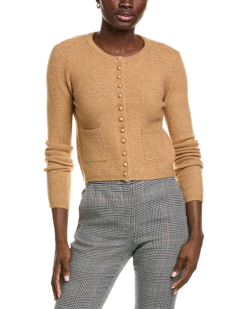 Endless Rose Crewneck Button-down Knit Top In Brown