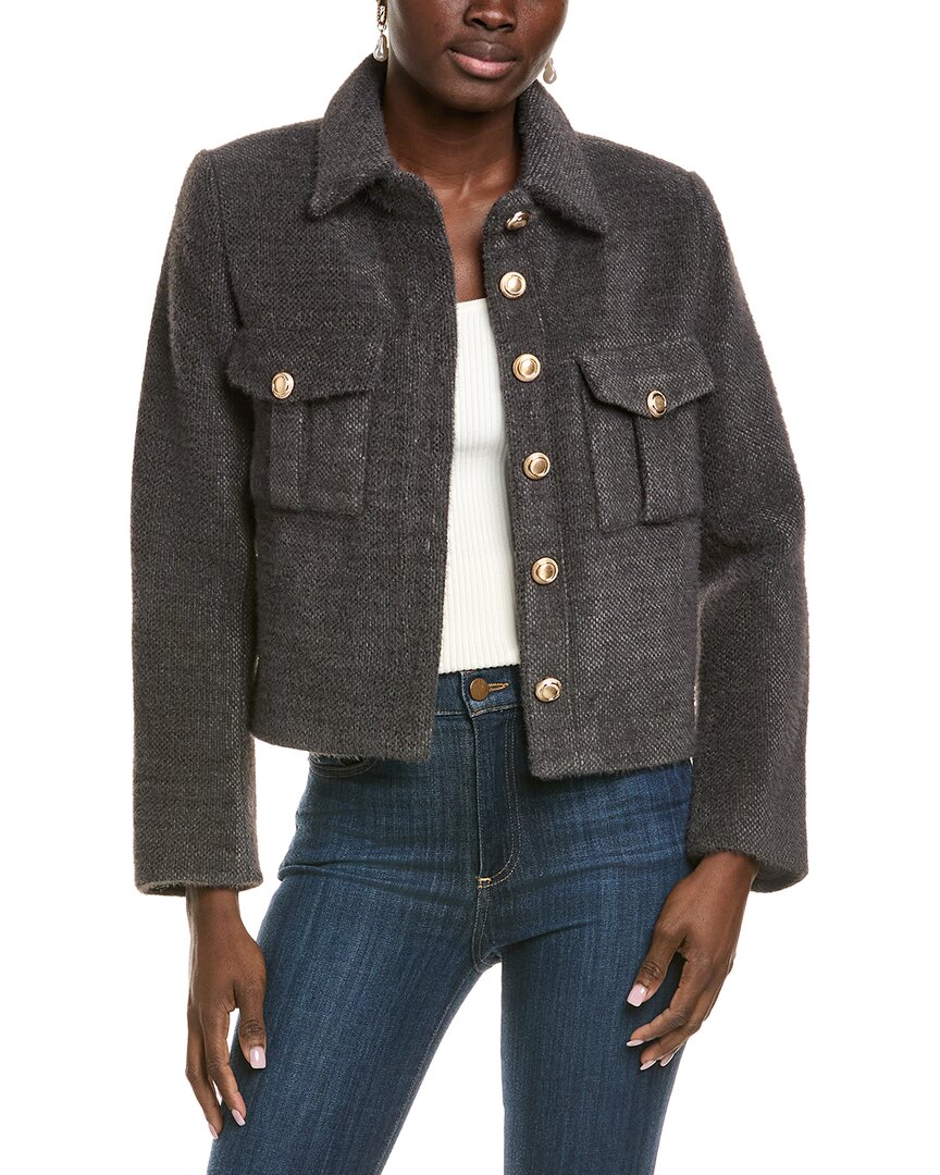 Endless Rose Soft Brushed Buttoned Jacket In Gray