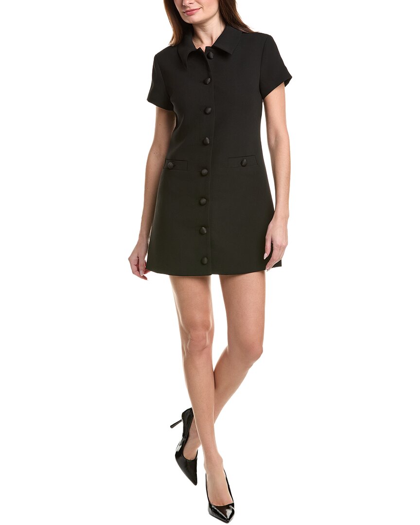 English Factory Velvet Button Collar Mini Dress In Black