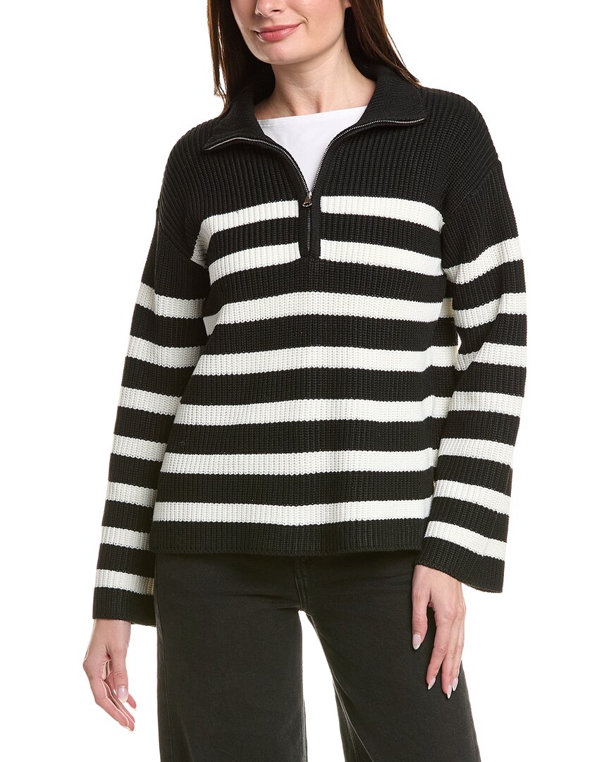 English Factory Wool-blend 1/2-zip Sweater In Black