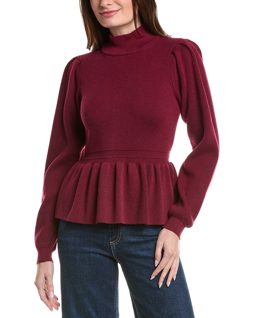 English Factory Peplum Waist Wool-blend Top In Brown